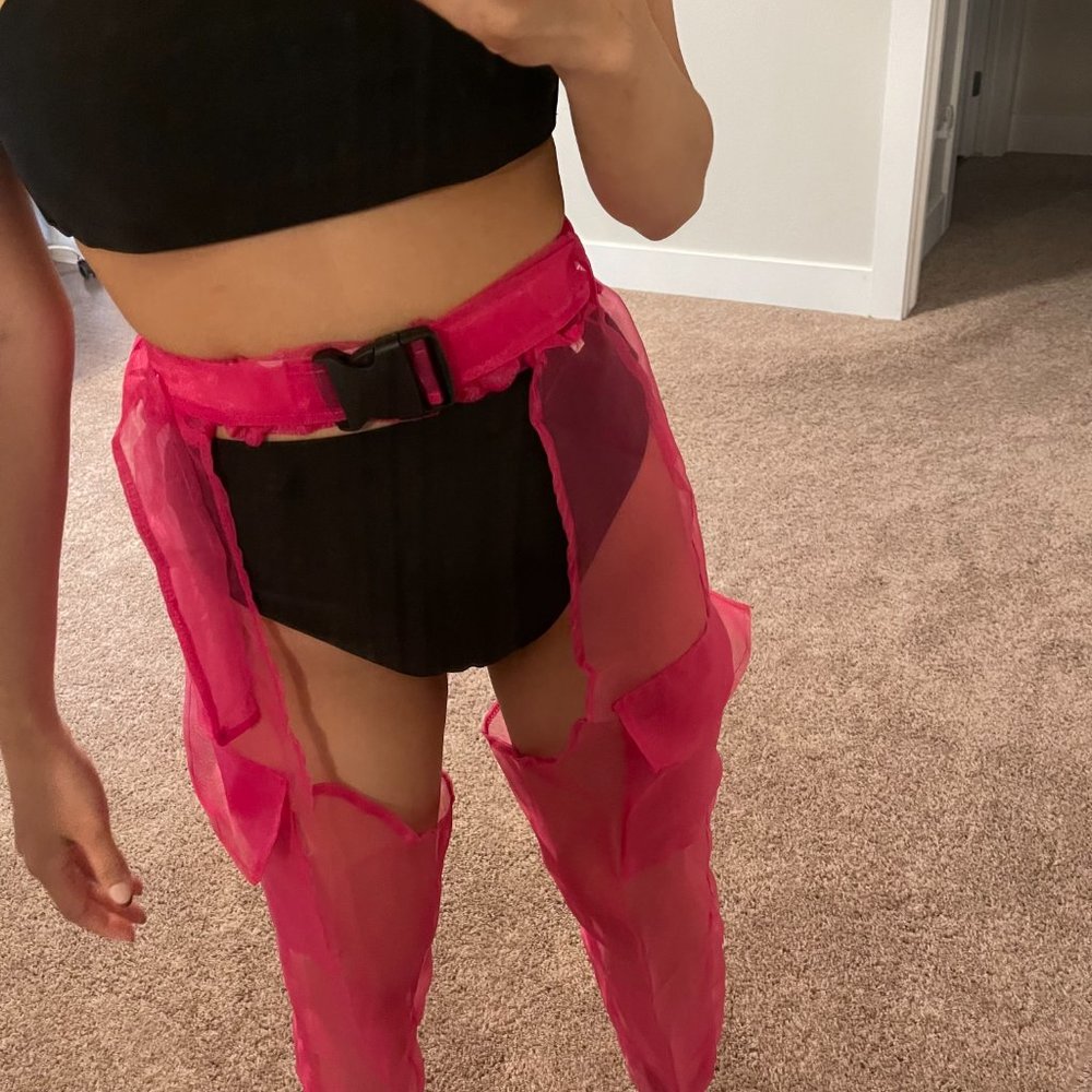 Pink Mesh Rave Chaps - Picture 4 of 7